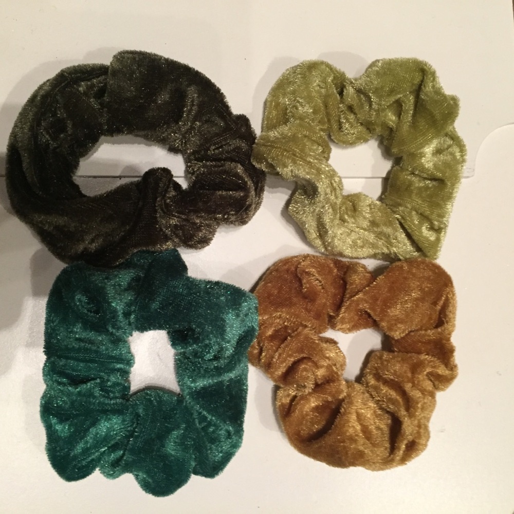 4 New Velvet Scrunchies